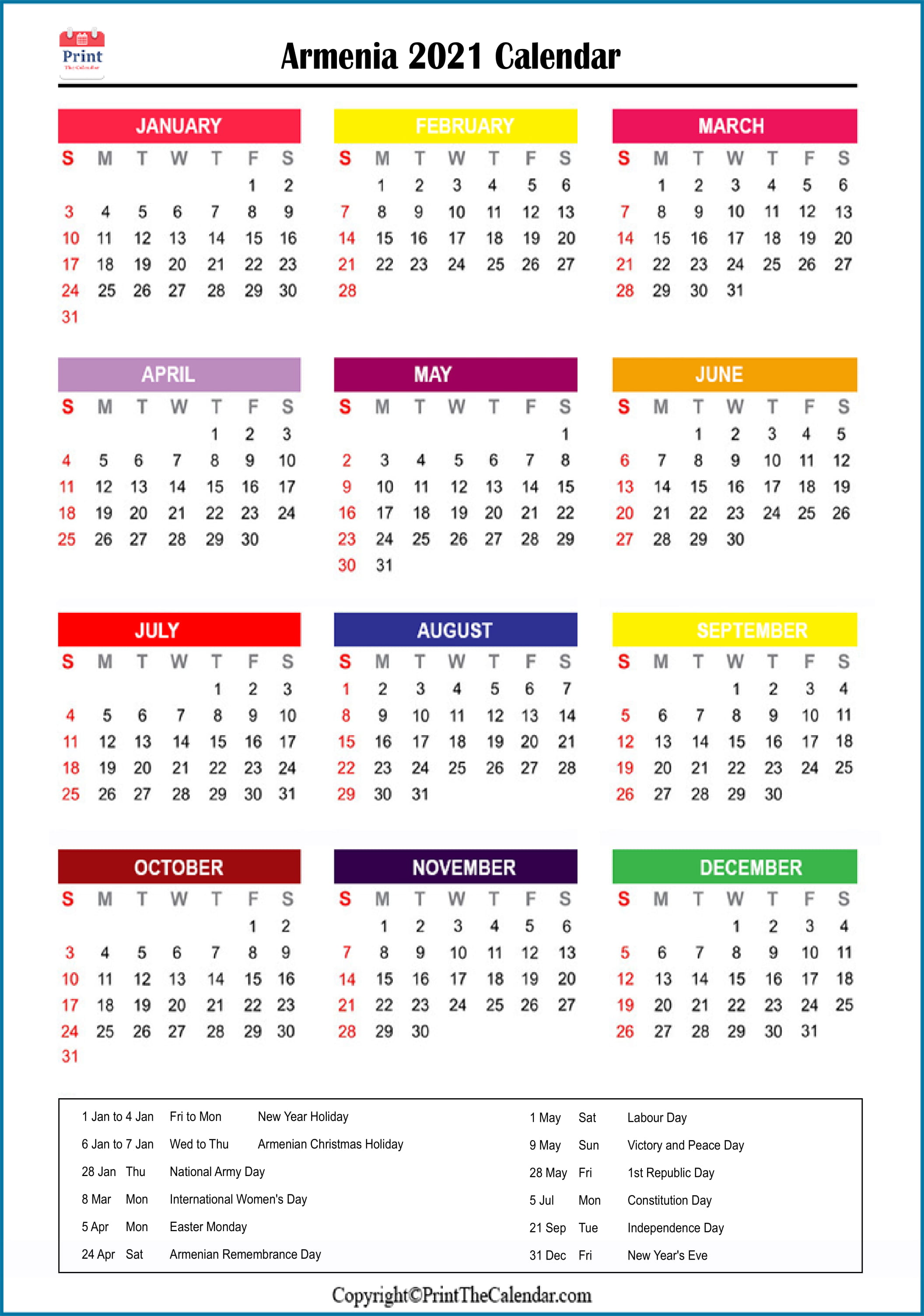 Календарь праздники вк 2021 Holiday Calendar Armenia Armenia 2021 Holidays