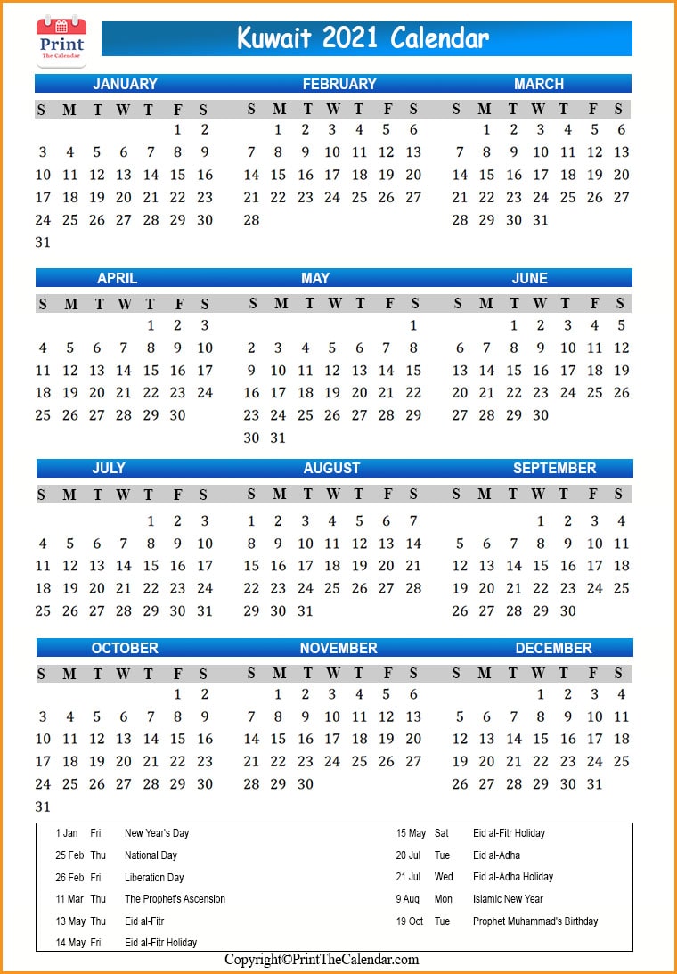 2021 Holiday Calendar Kuwait Kuwait 2021 Holidays