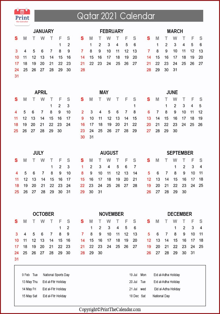 2021 Holiday Calendar Qatar Qatar 2021 Holidays